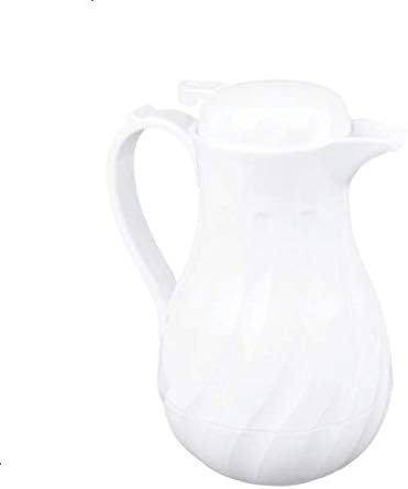 (20 oz) Beverage Server Eco-Plastic Carafe Swirl Double Wall Insulated White