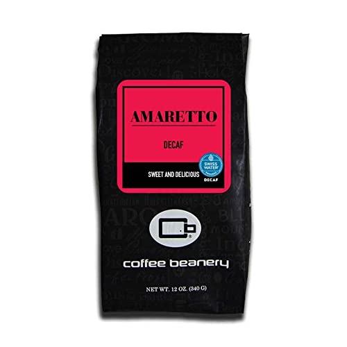 Amaretto Flavored Coffee SWP Decaf, Specialty Arabica Coffee, Medium Roast, 12 ounce, Whole Bean (Whole Bean)
