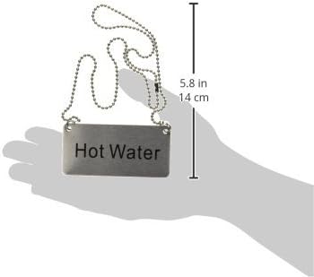 New Star Foodservice 27501 Stainless Steel Chain Sign, (Hot Water), 3.5"x 1.5", Set of 2