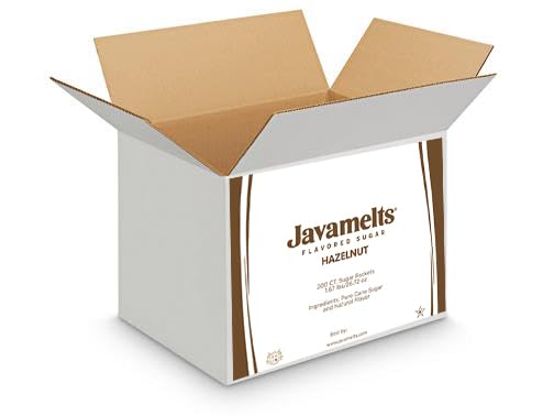 Javamelts Hazelnut Flavored Sugar Packets | Pure Cane Sugar for Baking, Coffee Syrup Substitute, Cocktails, Tea | Non GMO, Non Dairy, Gluten Free, Kosher | 1,000 Bulk Sugar Packets