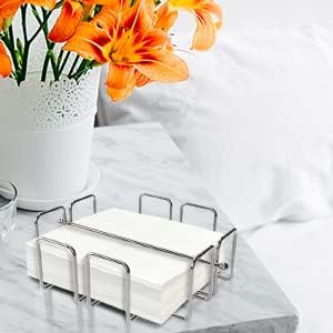 Flat Napkin Holder for Table-Kitchen Napkin Dispenser Serviette Holder Kitchen & Dining Room Décor, Decorative Clear Cocktail Napkin Kitchen Décor Napkin Holder for Dining Table