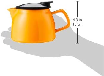 FORLIFE Bell Ceramic Teapot with Basket Infuser, 16-Ounce/470ml, Mandarin