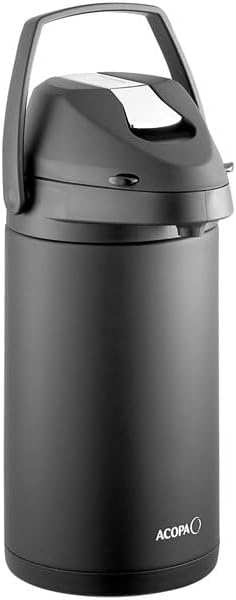 4 Liter Stainless Steel Airpot, Matte Black, Double Wall Insulated with Metal Lever, Round, BPA Free, for Coffee Shops and Offices