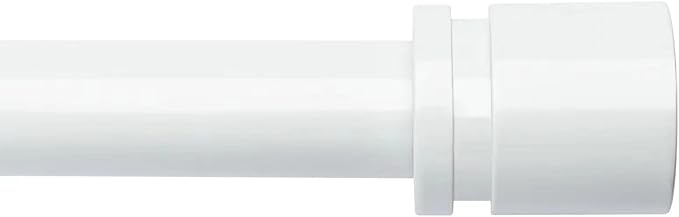 Curtain Rods for Windows 16 to 240 Inches Adjustable Length 1 Inch Diameter Window Curtain Rod with Aluminium End Cap, White