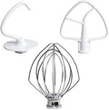 Funmit Mixers Accessories K45WW Wire Whip K45DH Dough Hook K45B Coated Flat Blade Paddle with Scraper Replacement for Kitchen Tilt-Head Aid Stand Mixer Attachments- Stainless Steel