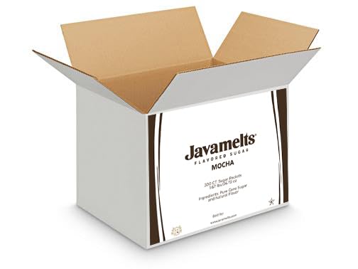 Javamelts Mocha Flavored Sugar Packets | Pure Cane Sugar for Baking, Coffee Syrup Substitute, Cocktails, Tea | Non GMO, Non Dairy, Gluten Free, Kosher | 1,000 Bulk Sugar Packets