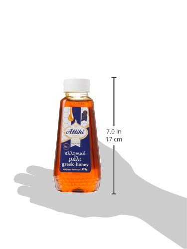 Attiki Pure Greek Honey with Thyme, Wild Flowers and Herbs, Perfect for Baking, Cooking, Lemonade and Tea, 16.58 oz (470 grams), Bottle