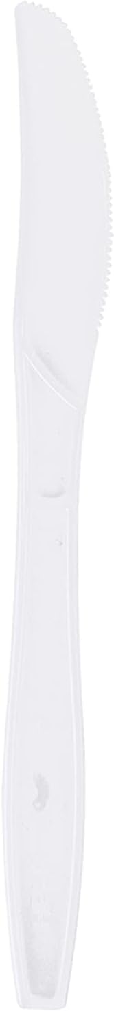 Plastic Knives Disposable Individually Packaged Knive White 7Inch Commercial Take Away Knives Heavy Individually Wrapped Knives 100 PCS