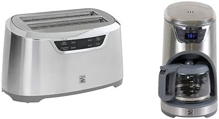 Kenmore Elite 4-Slice Long Slot Toaster Silver + Kenmore Elite Programmable 12-cup Coffee Maker, Stainless Steel