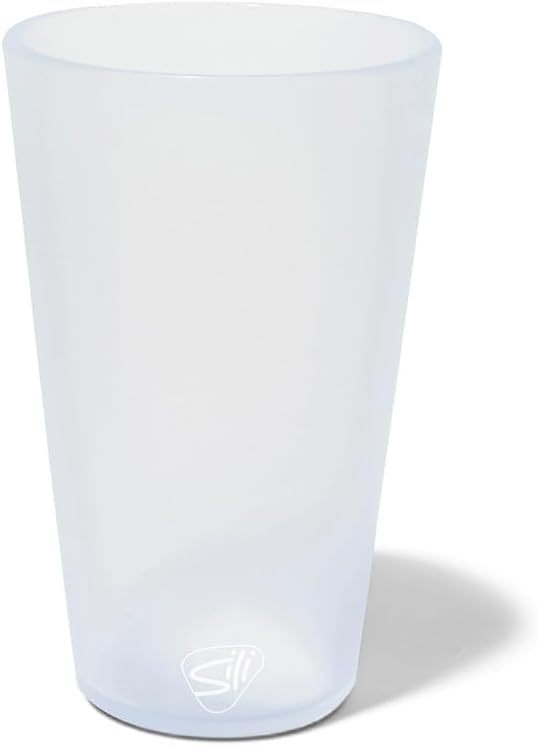Silipint 16oz Silicone Pint Glass – Unbreakable BPA-Free Reusable Silicone Drinking Cup – Flexible Dishwasher Microwave & Freezer Safe – Stemless Glass for Water Coffee Smoothies (Icicle)