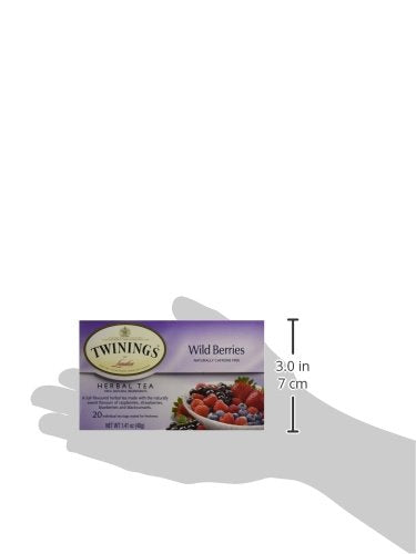 Twinings Wild Berries Herbal Tea Individually Wrapped Bags, 20 Count (Pack of 2), Full-Flavoured, Naturally Caffeine-Free, Enjoy Hot or Iced, 20 Teabags