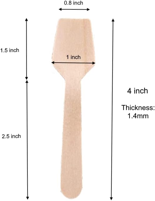 Gmark 4" Mini Wooden Sampling Spoons, Pack of 100, Square End, Disposable, Biodegradable Compostable Birchwood
