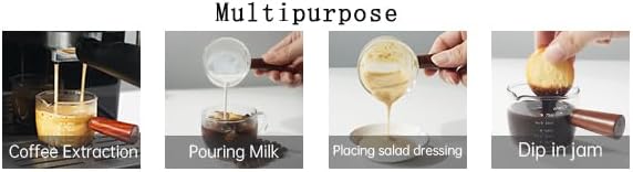 1 Pack Espresso Shot Glass 75ML Triple Pitcher Barista Single Spouts With Wood Handle By BCnmviku