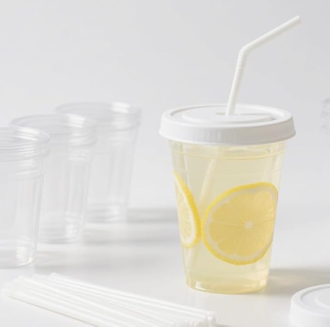 20 oz Plastic Cups 100 Pack Heavy Duty Party Cups for Restaurants Cafes and Catering