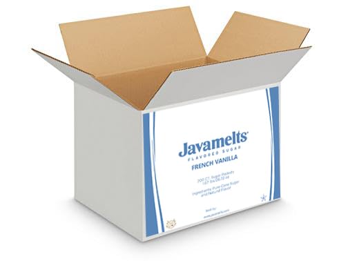 Javamelts French Vanilla Flavored Sugar Packets | Pure Cane Sugar for Baking, Coffee Syrup Substitute, Cocktails, Tea | Non GMO, Non Dairy, Gluten Free, Kosher | 1,000 Bulk Sugar Packets