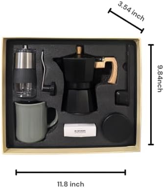 COFFEE BREWING KIT WITH POT, 6 PCS MANUAL, HAND CRANK GRINDER, MEASURING SPOON AND FILTERS, NEW IDEAS PRODUCT, GIFT SET FOR MANUAL COFFEE MAKER