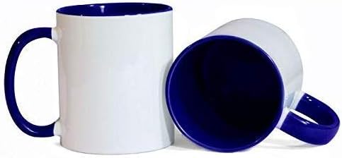 11oz White Ceramic Sublimation Coffee Mug With Solid Colors Inside and Handle(36, Blue)