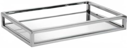 Godinger Decorative Rectangle Home Decor Tray - Aspen Collection, Silver, 14"x7"