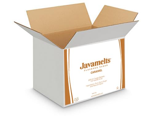 Javamelts Caramel Flavored Sugar Packets | Pure Cane Sugar for Baking, Coffee Syrup Substitute, Cocktails, Tea | Non GMO, Non Dairy, Gluten Free, Kosher | 1,000 Bulk Sugar Packets