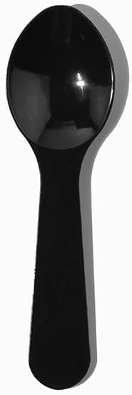 3000-Count Mini Disposable Tasting Spoons Black Color | 3 Inch Small Plastic Sampling & Tatster Spoons for Food, Ice Cream, Spices | Frozen Dessert Supplies