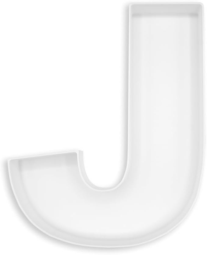 10" Reusable Plastic Box Form Tray Display for Treats, Charcuterie, Cake Pop, Candy, Charcuterie Box, Custom Charcuterie Letters Fillable - Reusable Letter Box - (White Plastic, J)