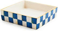 MACKENZIE-CHILDS Ceramic Cocktail Napkin Holder, Kitchen Napkin Holder for Table and Countertop, Blue-and-White Royal Check