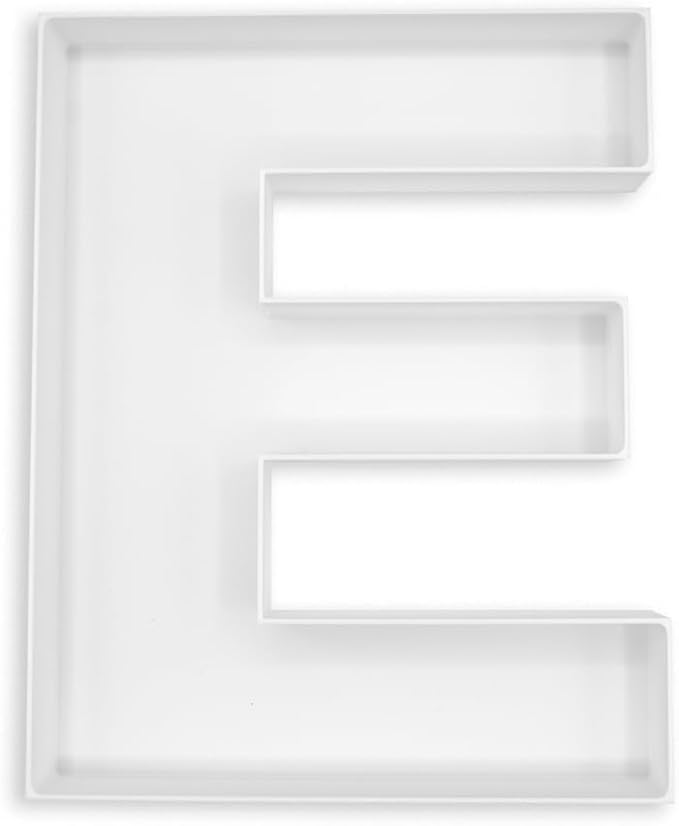 10" Reusable Plastic Box Form Tray Display for Treats, Charcuterie, Cake Pop, Candy, Charcuterie Box, Custom Charcuterie Letters Fillable - Reusable Letter Box - (White Plastic, E)