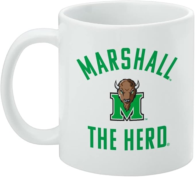 Marshall Bison Ceramic Coffee Mug, Novelty Gift Mugs for Coffee, Tea and Hot Drinks, 11oz, White
