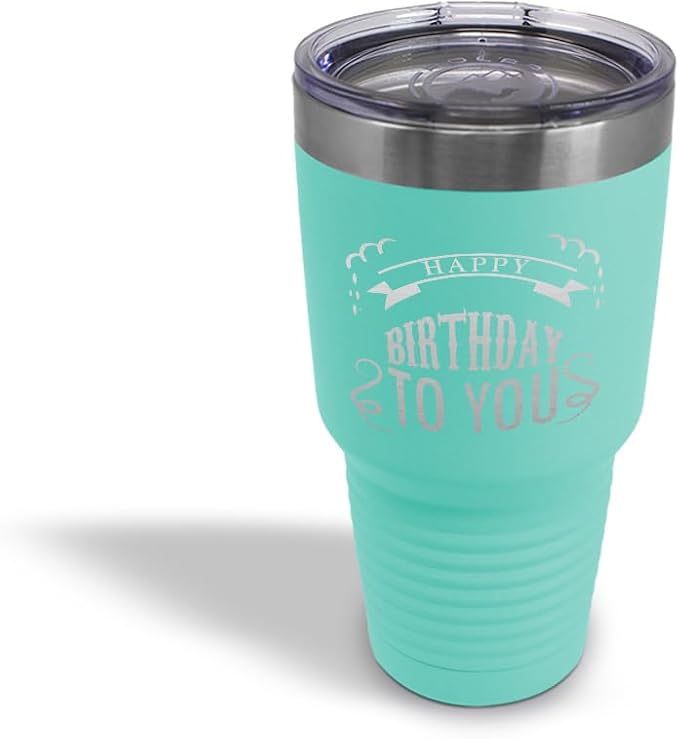 Tumblera Tumblers Travel Mugs Happy Birthday to You A Alphabet & Monograms Birthday Insulated Drinkware Personalized Tumbler Cups Coffee Tumbler Engraved Stainless-Steel 30 Oz Chill Design Only