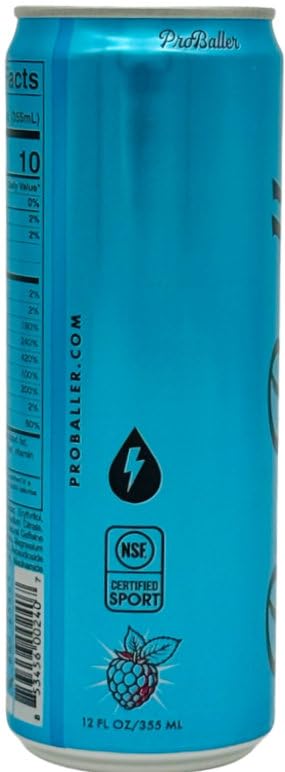 ProBaller Ultra Premium Zero Sugar Energy Drink - Natural & Clean NSF Certified Sport Drink with Amino Acids, Taurine, Biotin, Vitamin B 12 Methylcobalamin, & Electrolytes - 15 Pack - Blue Raspberry