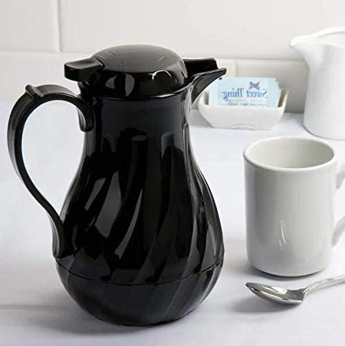 (42 oz) Beverage Server Eco-Plastic Carafe Swirl Double Wall Insulated Black