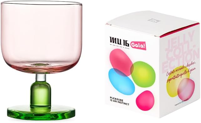 MU16 Jelly Collection short wine glass Crystal Wine Glasses, 11.2 oz – Lead-Free Drinking Glasses for Easter, Parties, Weddings, and Anniversaries Radiant Peach