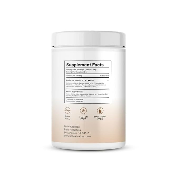 Bella all Natural Probiotics Cappuccino Coffee - 500g - Probiotic & Prebiotic Powder