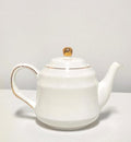 Strengthen Porcelain Teapot, 32oz Coffee Pot Ceramic Teapot- Stripe Design (White)