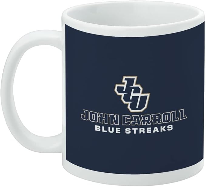 John Carroll University Blue Streaks Logo Ceramic Coffee Mug, Novelty Gift Mugs for Coffee, Tea and Hot Drinks, 11oz, White