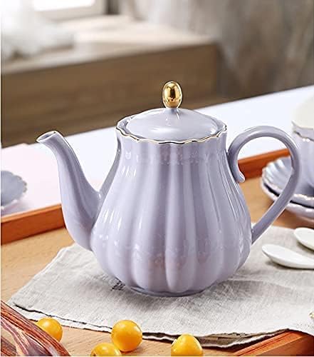 YBK Tech Strengthen Porcelain Teapot, 31oz Coffee Pot Ceramic Teapot- Stripe Design (Purple)
