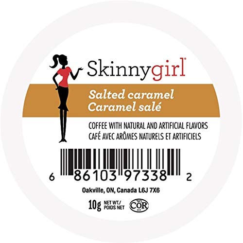 Skinnygirl Flavored Coffee Pods, Salted Caramel Coffee, Single Serve Coffee for Keurig K Cups Machines, Hot or Iced Coffee, Medium Roast Coffee in Recyclable Pods, 24 Count