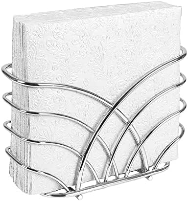 Napkin Holder for Table – Silver Iron Upright Napkin Dispenser for Paper Napkins, Napkin Dispenser for Kitchen Dining, Cocktail Picnic Bar Modern Kitchen and Dining Decor, Servilletero