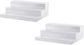 CiaoHER Large Acrylic Wine Liquor Bottle Rack 3 Tier White Countertop Riser Display for Bar Coffee Leisure Station Retail Store Shop Grocery Collection Organizer Stand (20''-2pack)