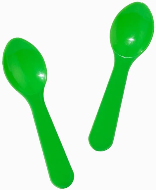 UNIQ 3000-Count 3 Inch Green Mini Plastic Tasting Spoons | Disposable Small Taster Spoons for Food, Ice Cream, or Spices | Frozen Dessert Supplies