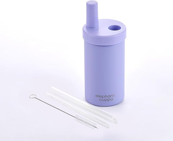 Insulated Tumbler S with Two Straws, Ideal for Office, Travel, Stainless Steel Vacuum Insulated, Excellent Temperature Preservation, Leak-Proof, Durable, 17 oz, Purple