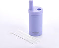Insulated Tumbler S with Two Straws, Ideal for Office, Travel, Stainless Steel Vacuum Insulated, Excellent Temperature Preservation, Leak-Proof, Durable, 17 oz, Purple