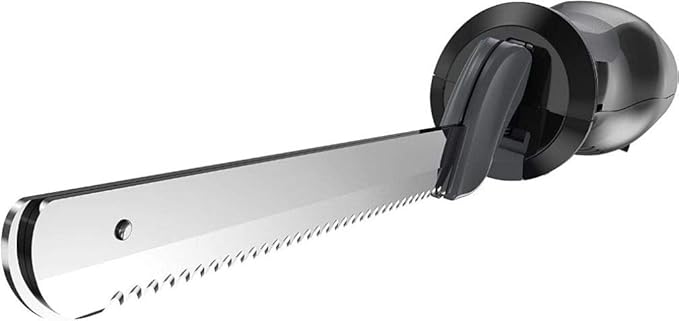 BLACK+DECKER 9 inch Electric Carving Knife, Comfort Grip Handle & Safety Lock Button, Stainless Steel Blades and Dishwasher Safe Parts, Corded, White