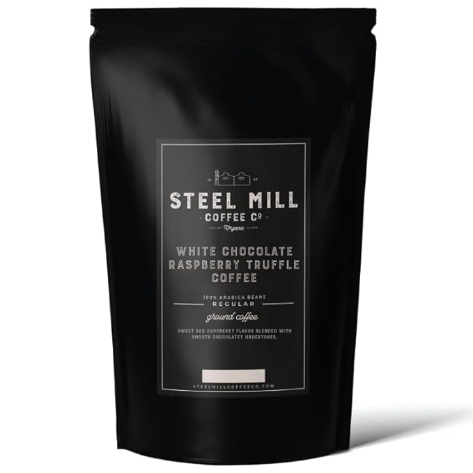 Steel Mill Coffee Co. White Chocolate Raspberry Truffle Flavored Coffee - 2 LB Ground, Medium Roast, 100% Arabica, Vegan, Gluten-Free, Sugar-Free