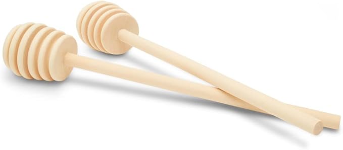 Wooden Honey Dipper Sticks, Honey Comb Wand Stirrers for Tea, Honeycomb Dripper Stir Spoons, Wood Dabber Combs Drizzler Sticks for Cake Pops, 8" Charcuterie Drizzle Dippers Pack of 6 by Woodpeckers