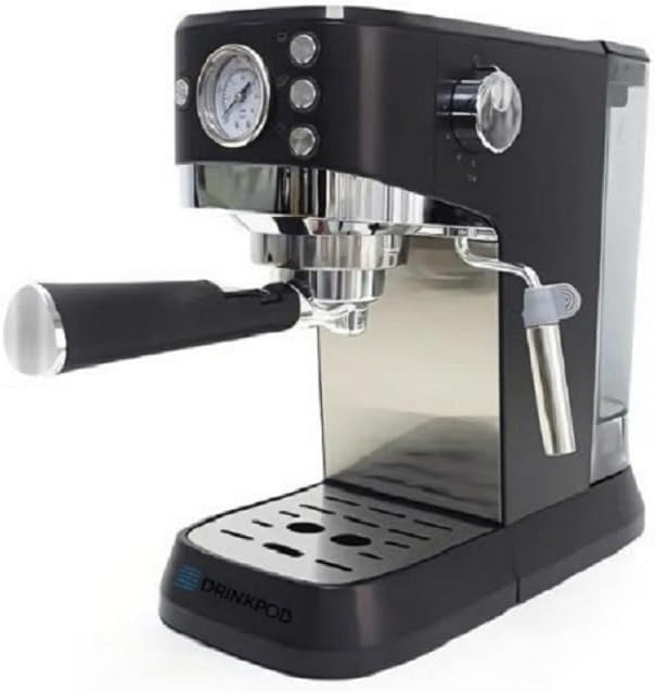 DRINKPOD 20 Bar Espresso Machine – Coffee & Espresso Maker Combo with Milk Frother Steam Wand, Stainless Steel Cup Plate, and 1.5L Removable Water Tank – High Pressure Espresso Maker