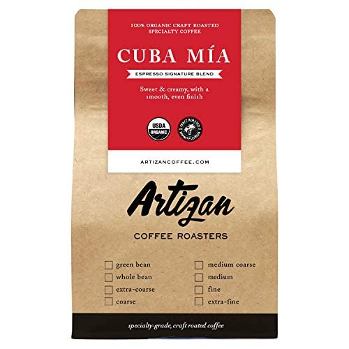 Artizan Coffee USDA Organic Whole Bean Coffee | Cuba Mia Signature Blend | Cafe Cubano Cafecito | Intense Dark Roast | 10 oz | Roasted in South Florida