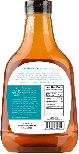 Sweet Nature, Blue Agave Nectar Sweetener Organic Non GMO Low Glycemic 46 OZ,