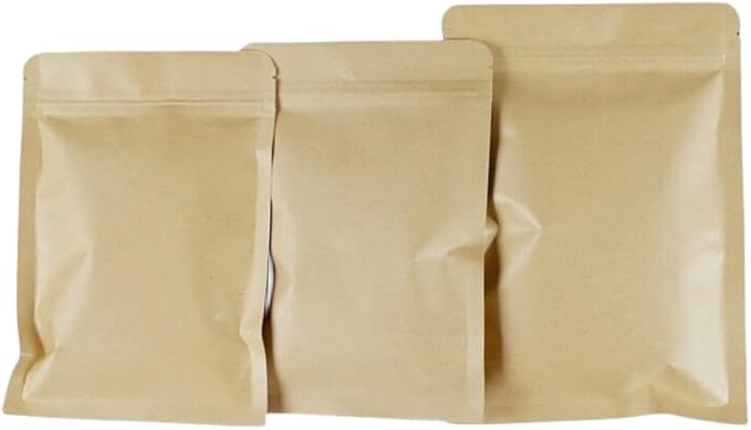 PABCK 5.5mil Thickness Inner Mylar Foil Kraft Paper Resealable Bags Heat Seal Airtight Pouch for Food Self Selling Storage Supplies (50, 5.1x7.3 inch)