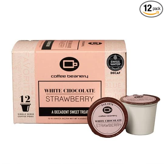 White Chocolate Strawberry Decaf Coffee Pods by Coffee Beanery | 12ct Medium Roast Arbica Coffee